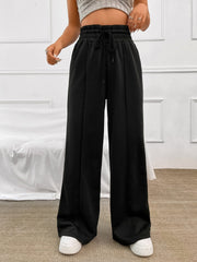 Honey Drawstring Elastic Waist Wide Leg Pants - Trendsi