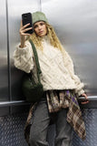 VERY J Fuzzy Fleece Half Zip Cable Pattern Sweatshirt - Trendsi