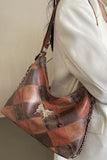 PU Leather Color Block Shoulder Bag - Trendsi