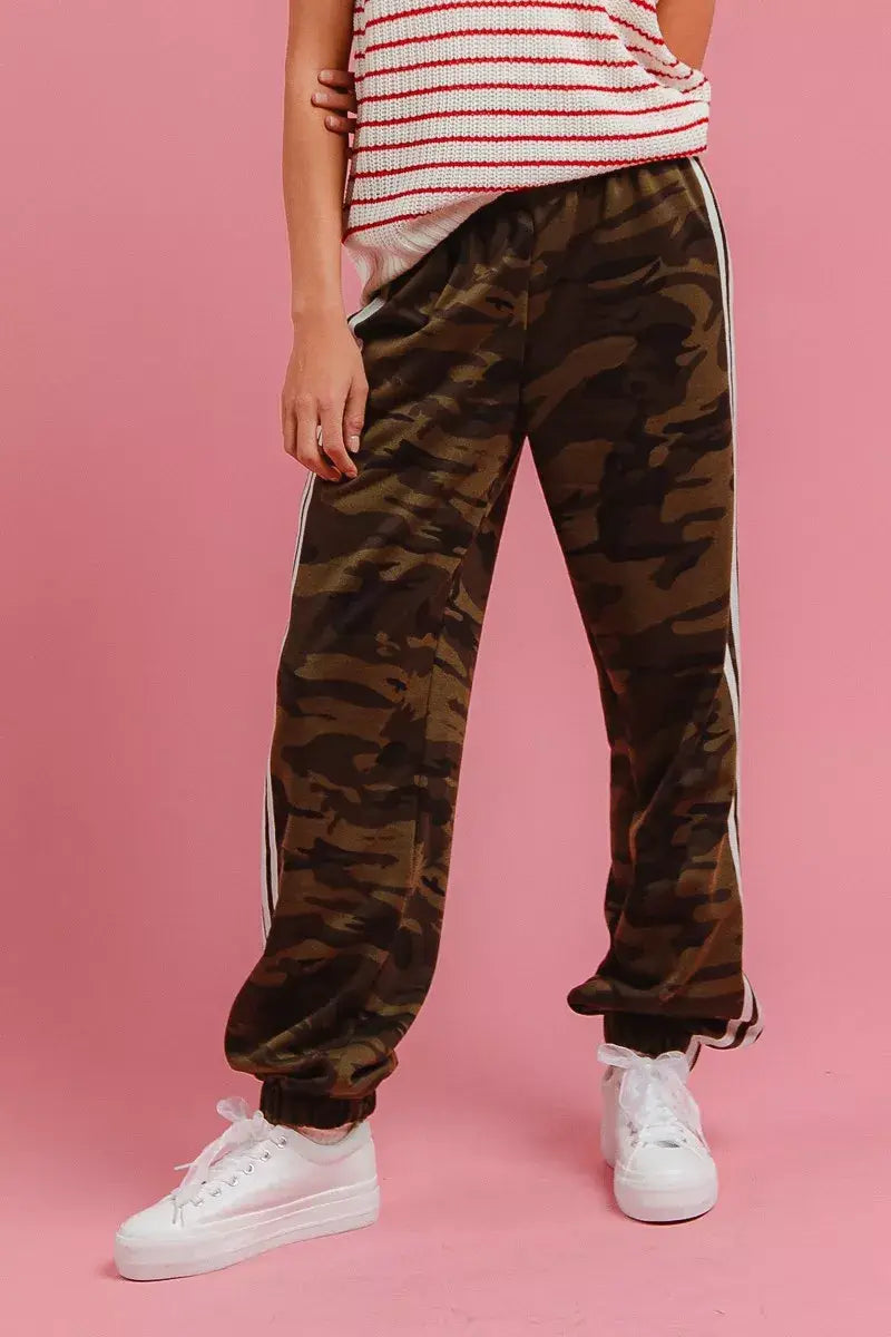 BiBi Side Lines Camouflage Track Pants - Trendsi - Flyclothing LLC