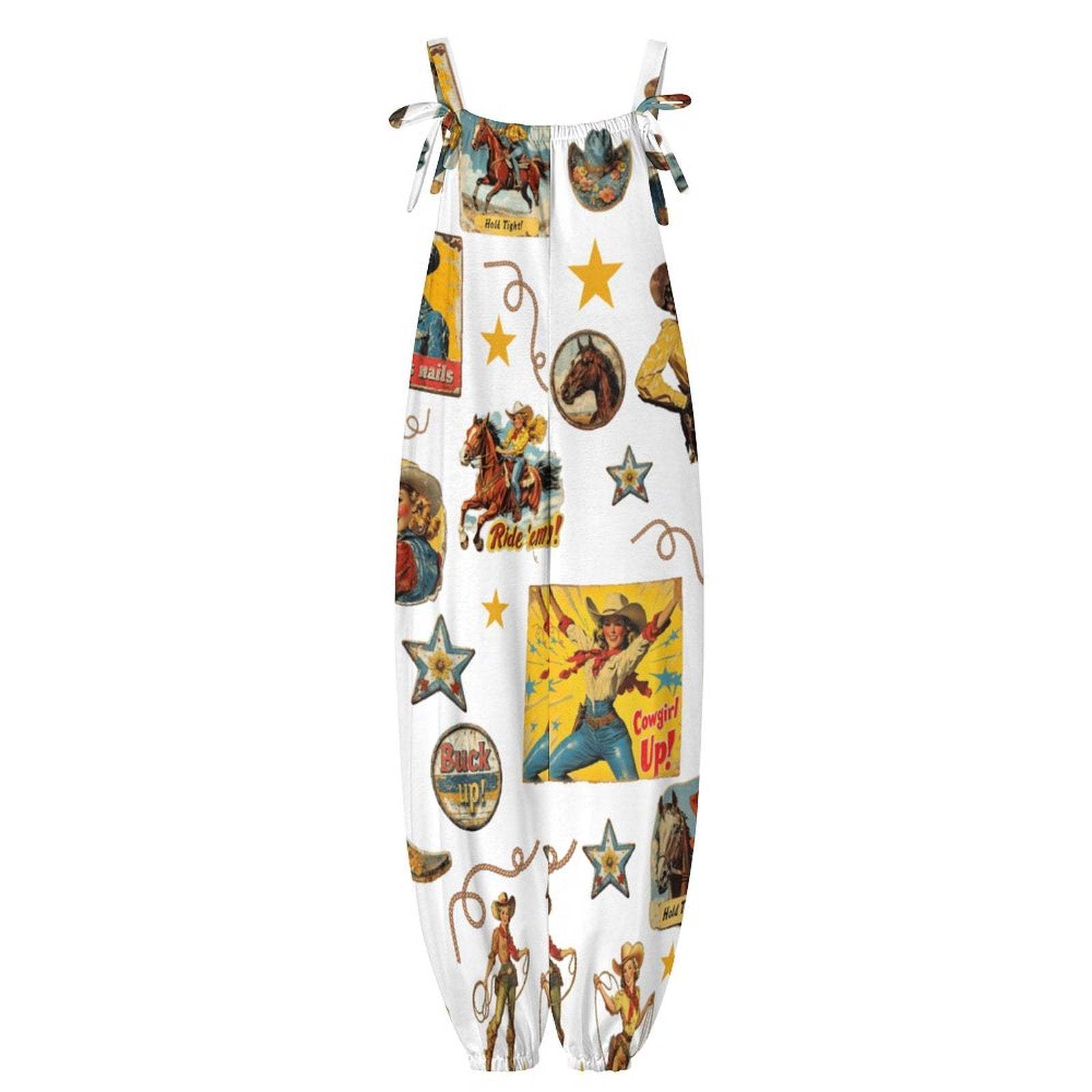 Baha Ranch Vintage Cowgirl Collage Western Overalls Jumpsuit - Baha Ranch Western Wear - Flyclothing LLC
