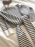Striped Contrast Knit Wrap - Trendsi