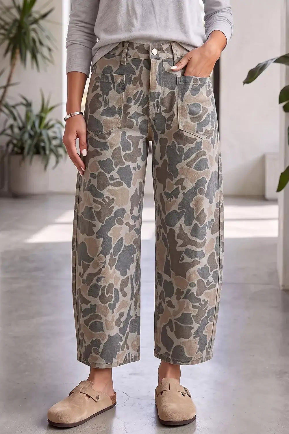 Multicolour Camouflage Shift Ankle Length Jeans - Trendsi - Flyclothing LLC