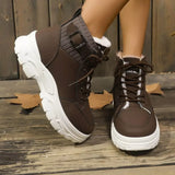 Plush Lining Lace Up Boots - Trendsi - Flyclothing LLC