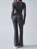 Devine Ruched Long Sleeve Top and Pants Set - Trendsi - Flyclothing LLC