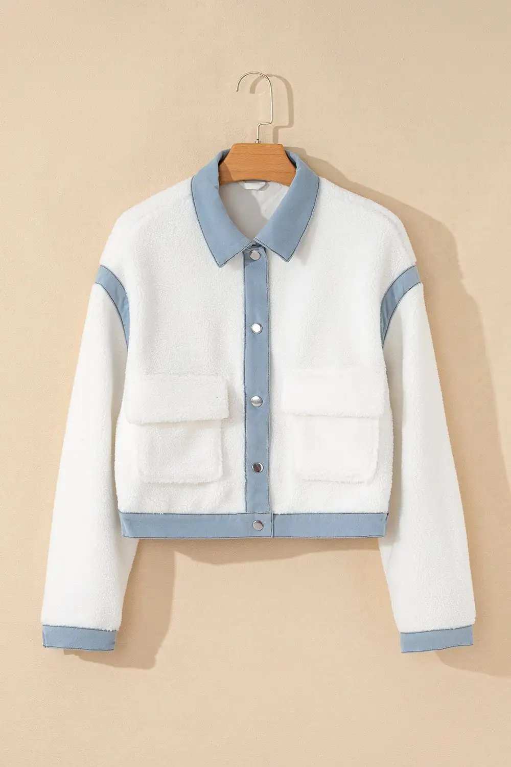 Contrast Trim Snap Down Jacket - Trendsi - Flyclothing LLC