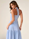 Twist Front Cutout Tiered Maxi Dress - Trendsi