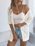 Openwork Open Front Half Sleeve Cardigan - Trendsi