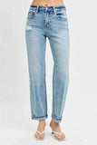 RISEN Full Size High Rise Ankle Boyfriend Distressed Jeans Plus Size - Trendsi