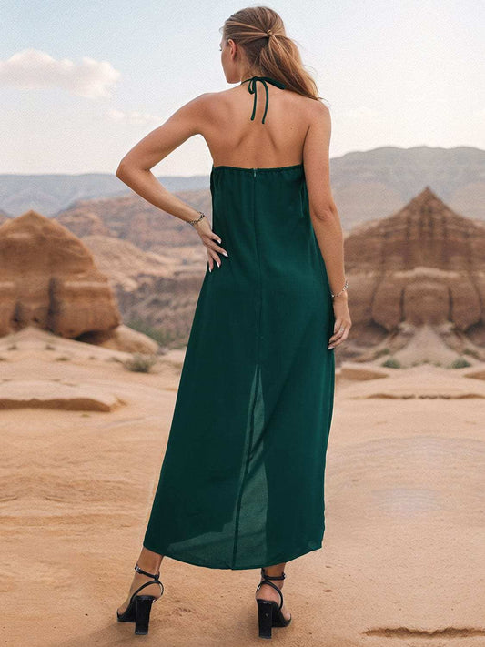 Layered Halter Neck Wide Leg Jumpsuit - Trendsi - Flyclothing LLC