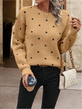 Polka Dot Long Sleeve Sweater - Trendsi - Flyclothing LLC