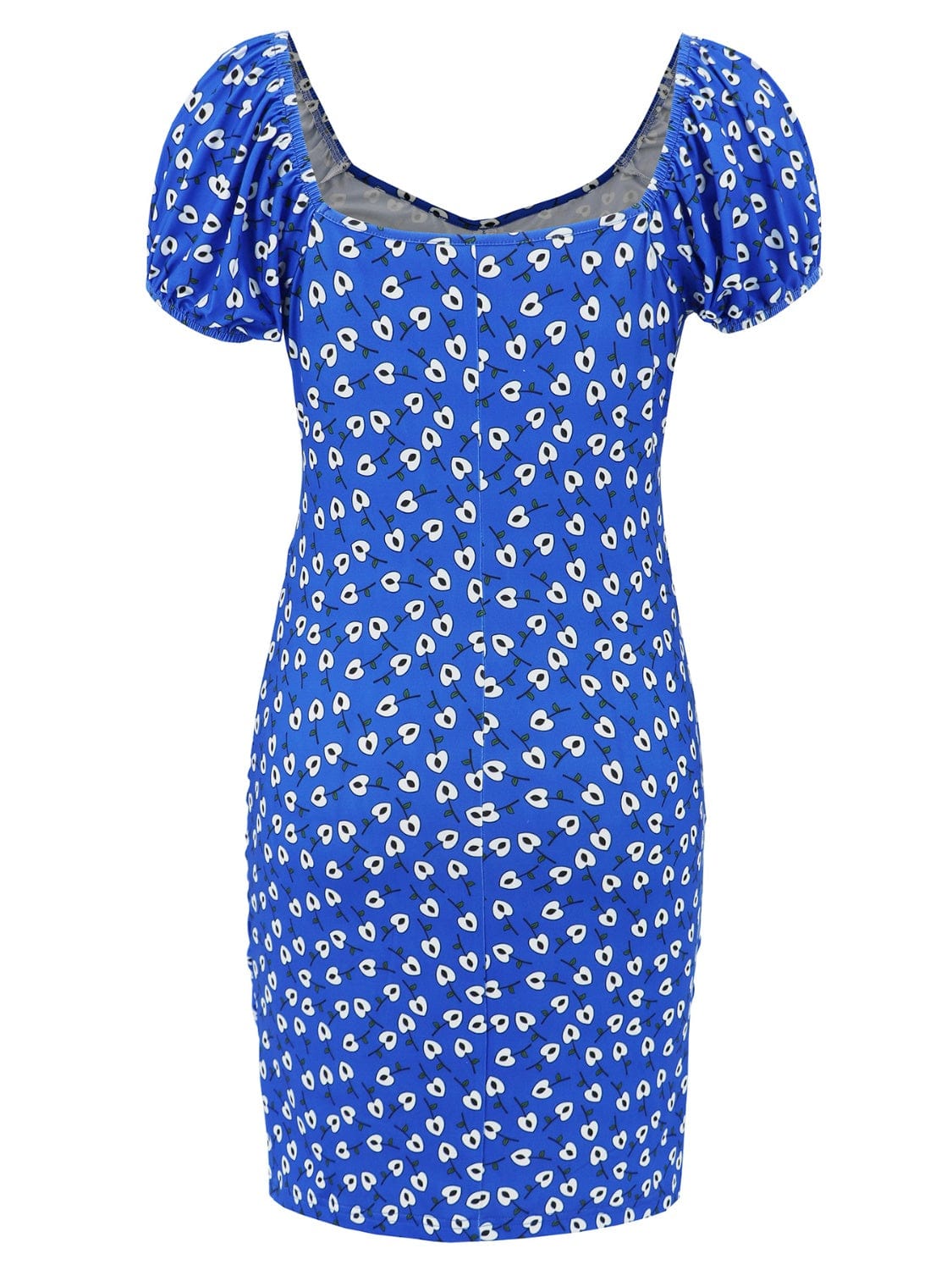 Printed V-Neck Short Sleeve Mini Dress - Trendsi