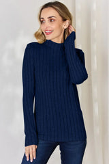 Basic Bae Full Size Ribbed Mock Neck Long Sleeve T-Shirt - ShopBasicbae - Flyclothing LLC