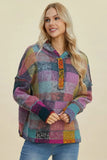 Double Take Full Size Plaid Dropped Shoulder Hoodie - Trendsi