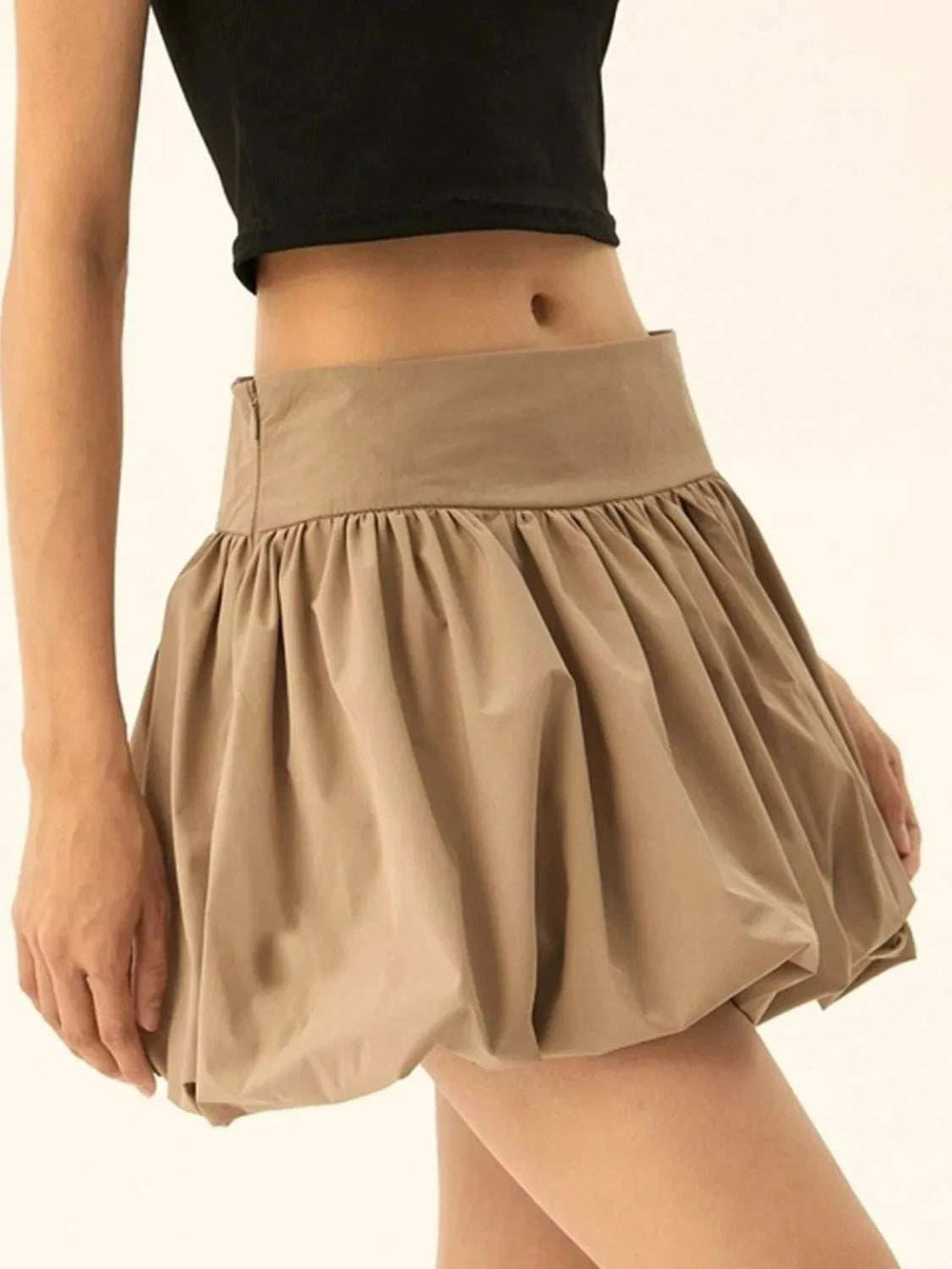 Ruched Bubble Hem Mini Skirt - Trendsi - Flyclothing LLC