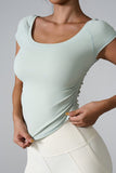 Round Neck Short Sleeve Active T-Shirt - Trendsi