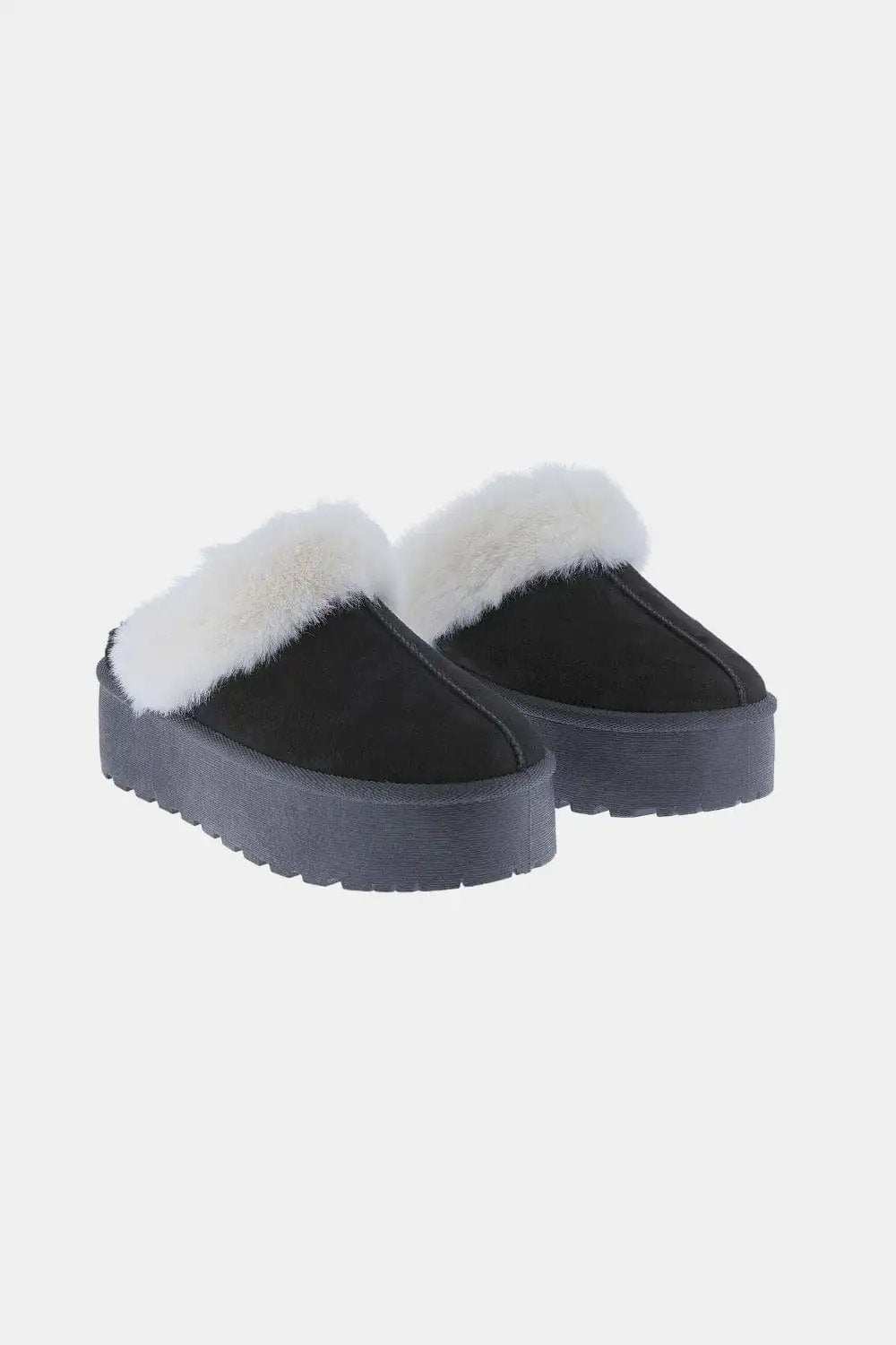Weeboo Thick Bottom Fur Trim Snow Slippers - Trendsi - Flyclothing LLC