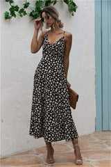 Daisy Print Surplice Midi Cami Dress - Trendsi - Flyclothing LLC