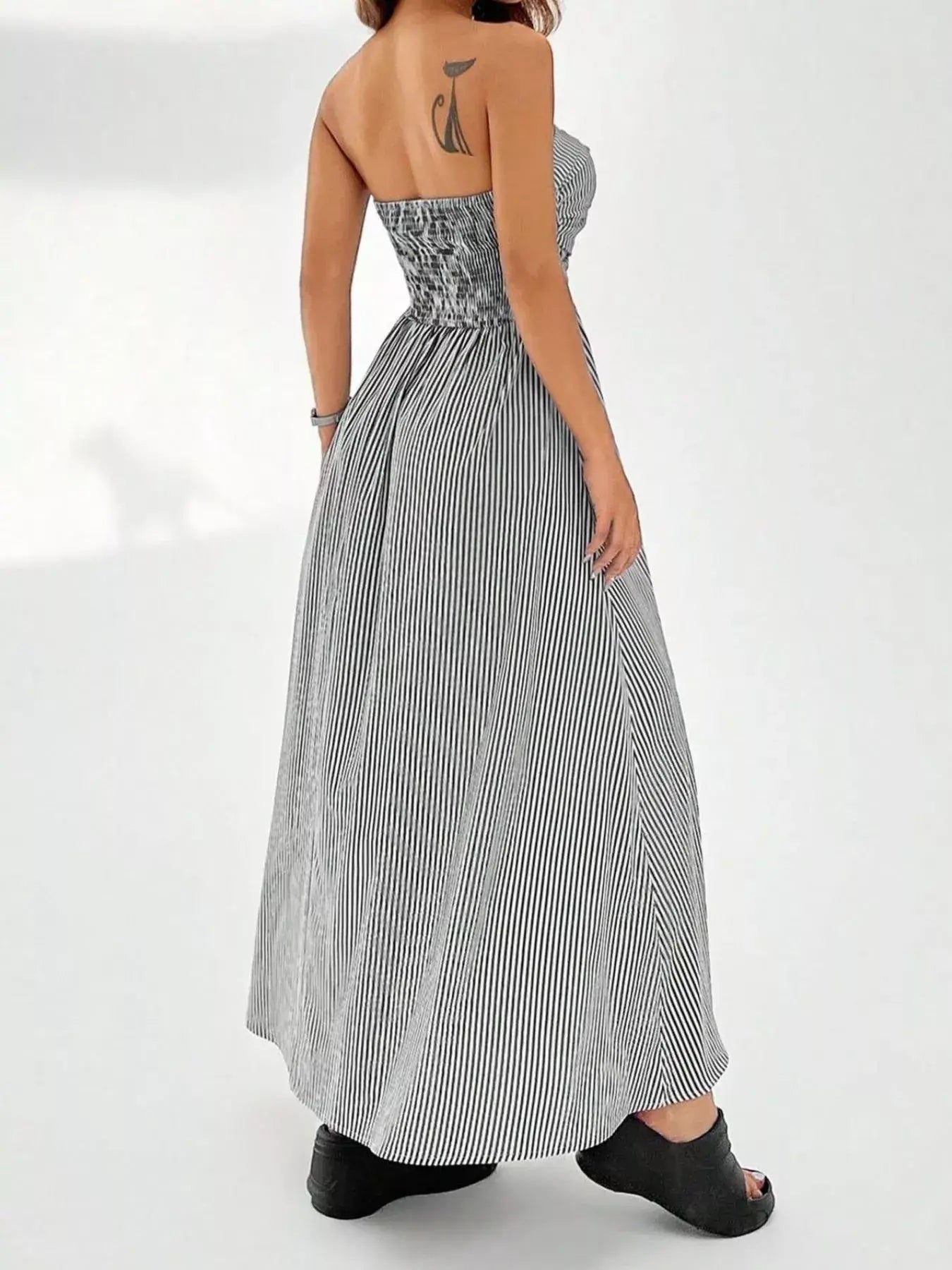 Striped Strapless Casual Maxi Dress - Trendsi - Flyclothing LLC