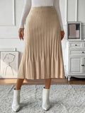 Perfee Pleated Midi Sweater Skirt - Trendsi