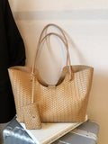 Woven Texture Large Capacity Tote Bag - Trendsi - Flyclothing LLC