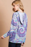 BiBi Brushed Circular Tie Dye Print Terry Hoodie - Trendsi