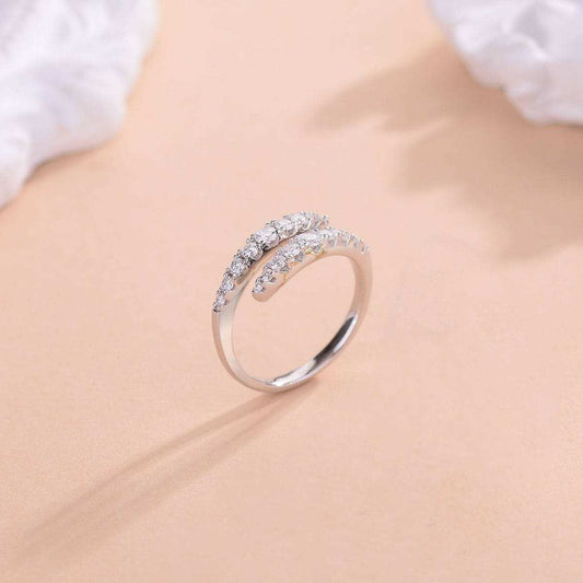 925 Sterling Silver Moissanite Bypass Ring - Trendsi - Flyclothing LLC