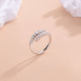 925 Sterling Silver Moissanite Bypass Ring - Trendsi