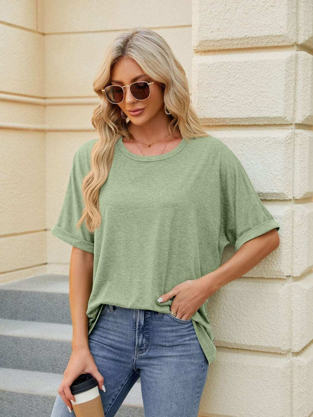 Florira Round Neck Half Sleeve T-Shirt - Trendsi - Flyclothing LLC