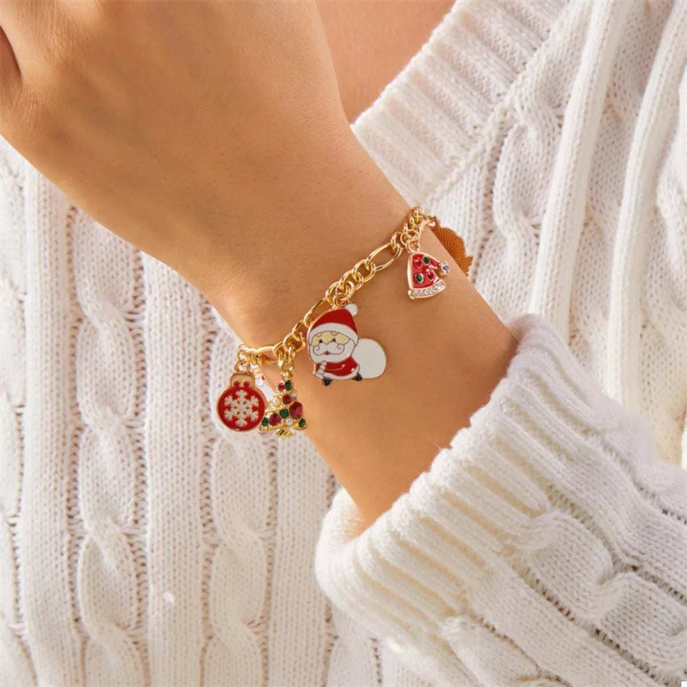 Christmas 18K Gold-Plated Charm Bracelet - Trendsi - Flyclothing LLC
