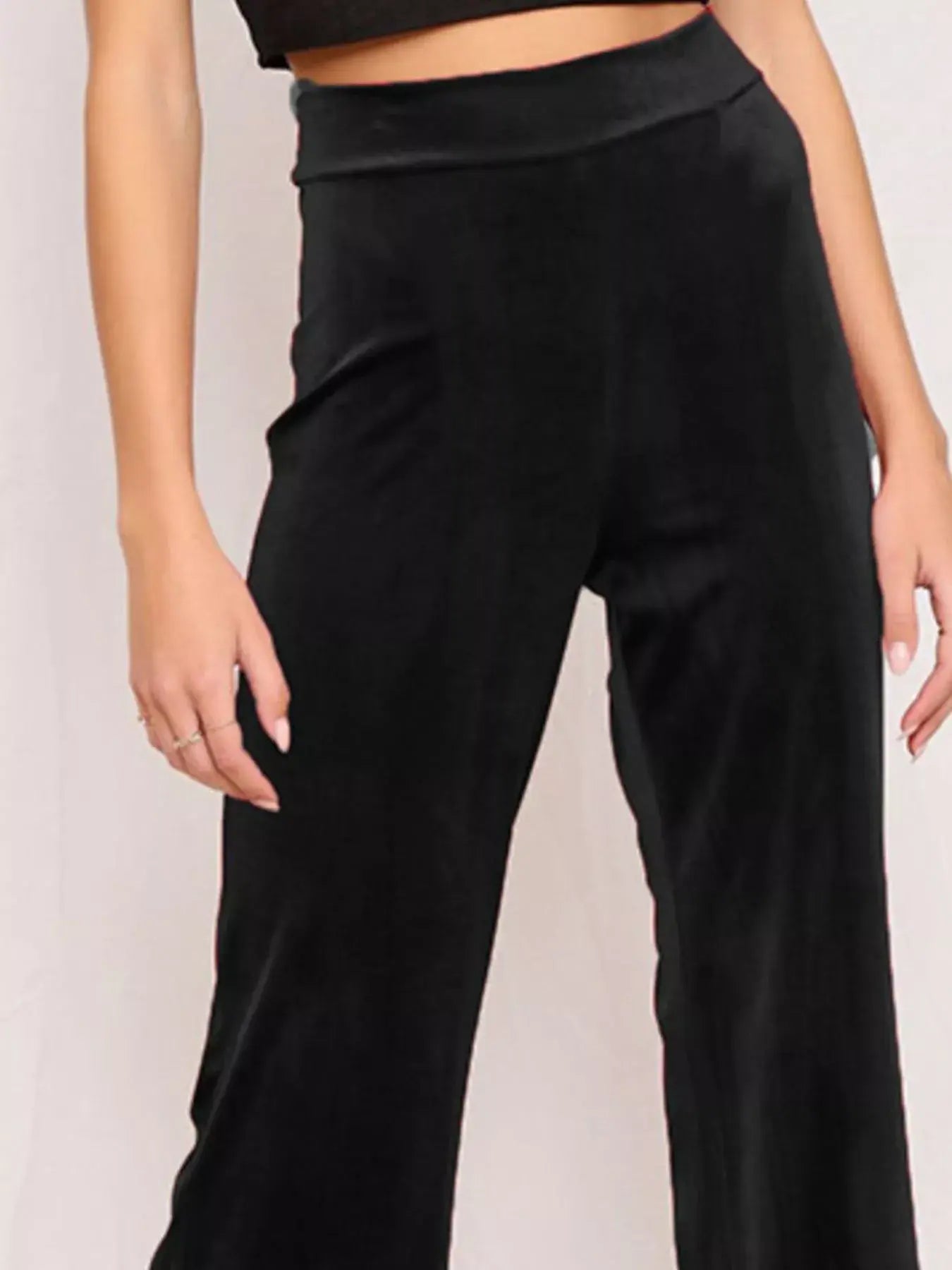 Full Size Velvet Wide Leg Pants Plus Size - Trendsi - Flyclothing LLC