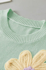 Crochet Flower Round Neck Sweater Vest - Trendsi - Flyclothing LLC