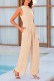 Mock Neck Sleeveless Wide Leg Jumpsuit - Trendsi - Flyclothing LLC