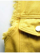 Full Size Button Down Raw Hem Sleeveless Denim Jacket Plus Size - Trendsi - Flyclothing LLC