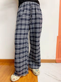 Plaid Drawstring Wide Leg Pants - Trendsi