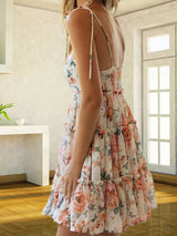 Floral Print Ruffle Tiered Mini Dress - Trendsi - Flyclothing LLC