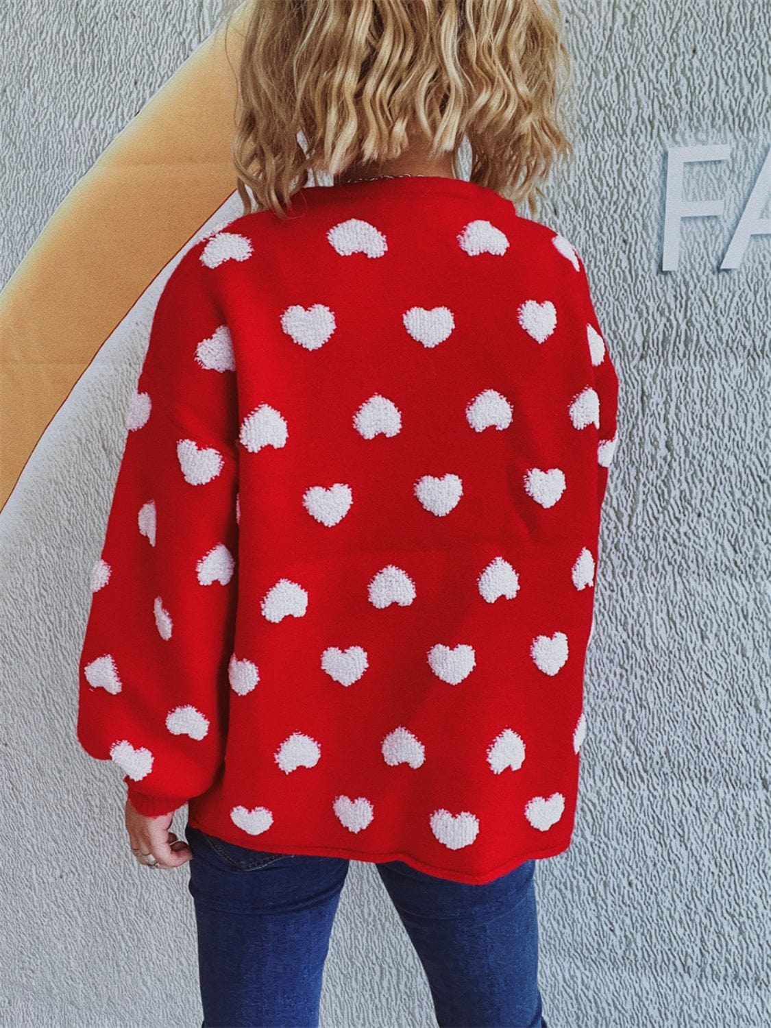 Heart Button Up Long Sleeve Cardigan - Trendsi