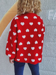 Heart Button Up Long Sleeve Cardigan - Trendsi