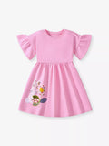 Children's Bunny Embroidered Round Neck Dress - Trendsi - Flyclothing LLC