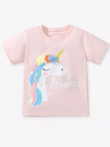 Children's Unicorn Graphic Round Neck T-Shirt - Trendsi - Flyclothing LLC