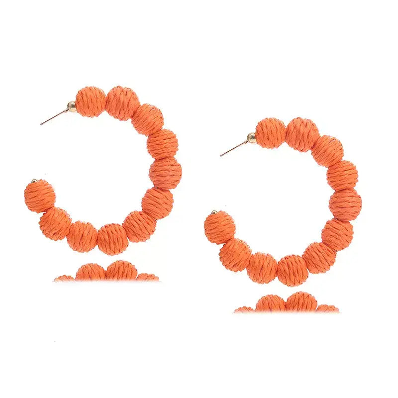 Raffia Grass C-Hoop Earrings - Trendsi - Flyclothing LLC