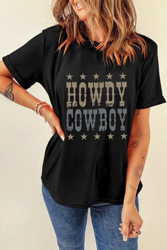 Letter Graphic Round Neck Short Sleeve T-Shirt - Trendsi - Flyclothing LLC