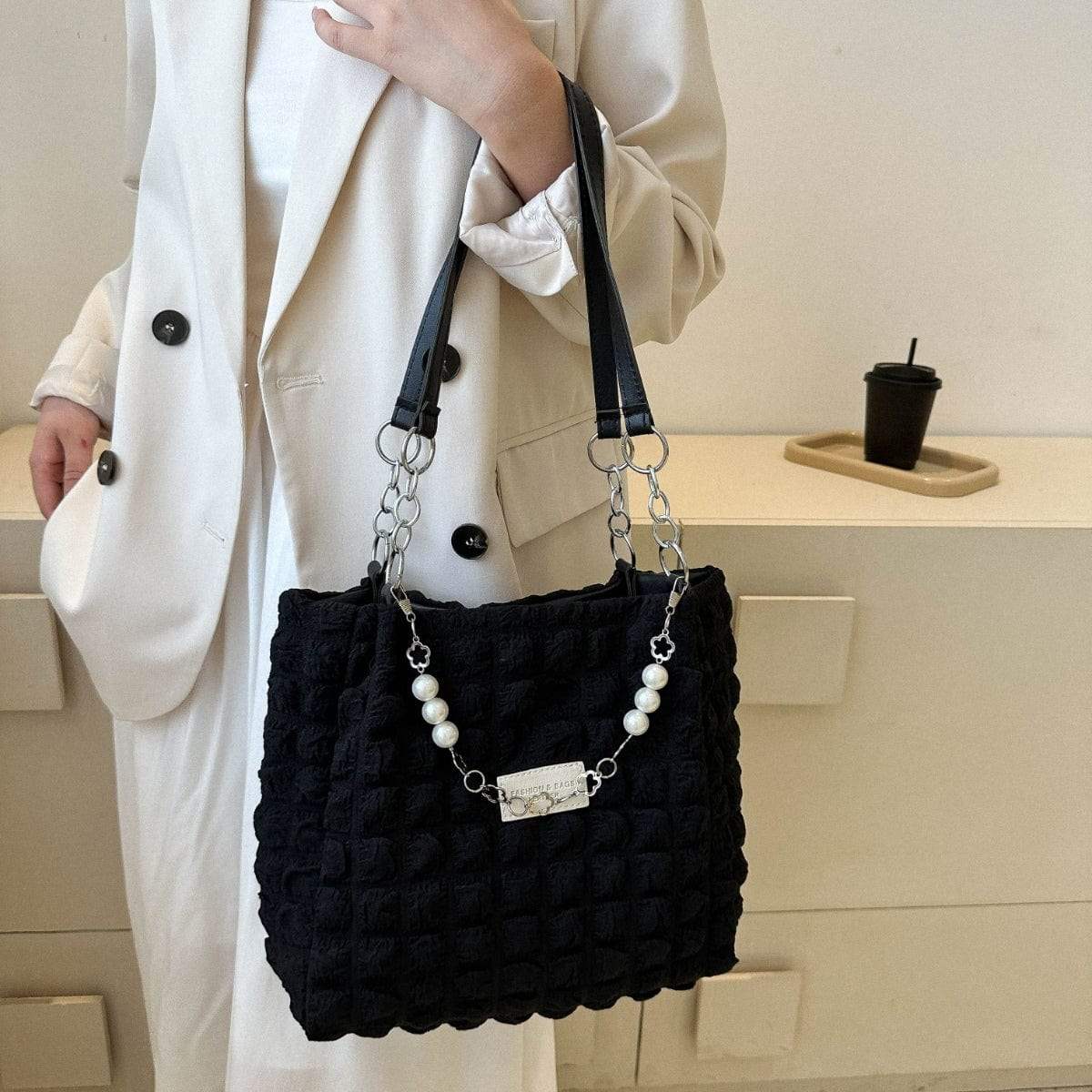 Bubble Textured Tote Bag - Trendsi - Flyclothing LLC