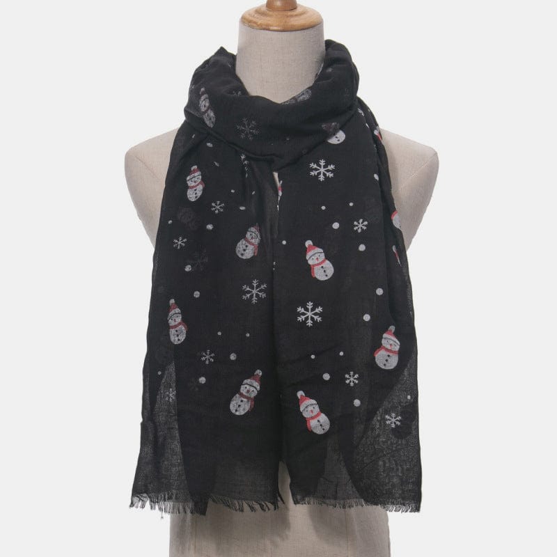 Fringe Snowman Polyester Scarf - Trendsi