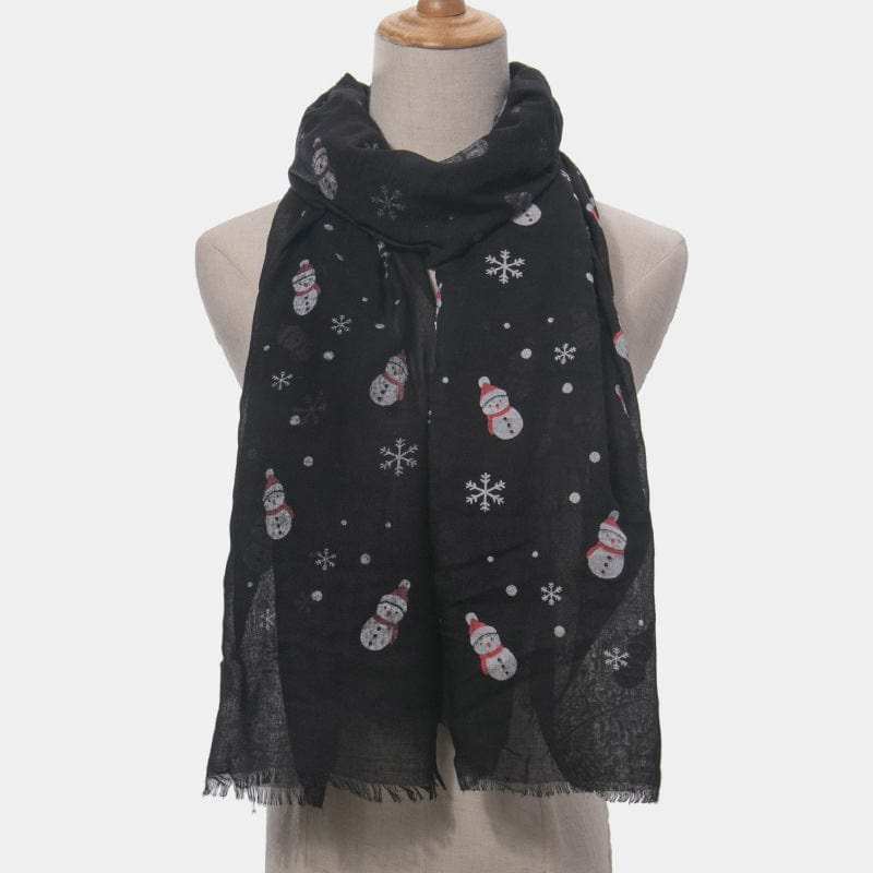 Fringe Snowman Polyester Scarf - Trendsi - Flyclothing LLC