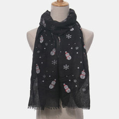 Fringe Snowman Polyester Scarf - Trendsi