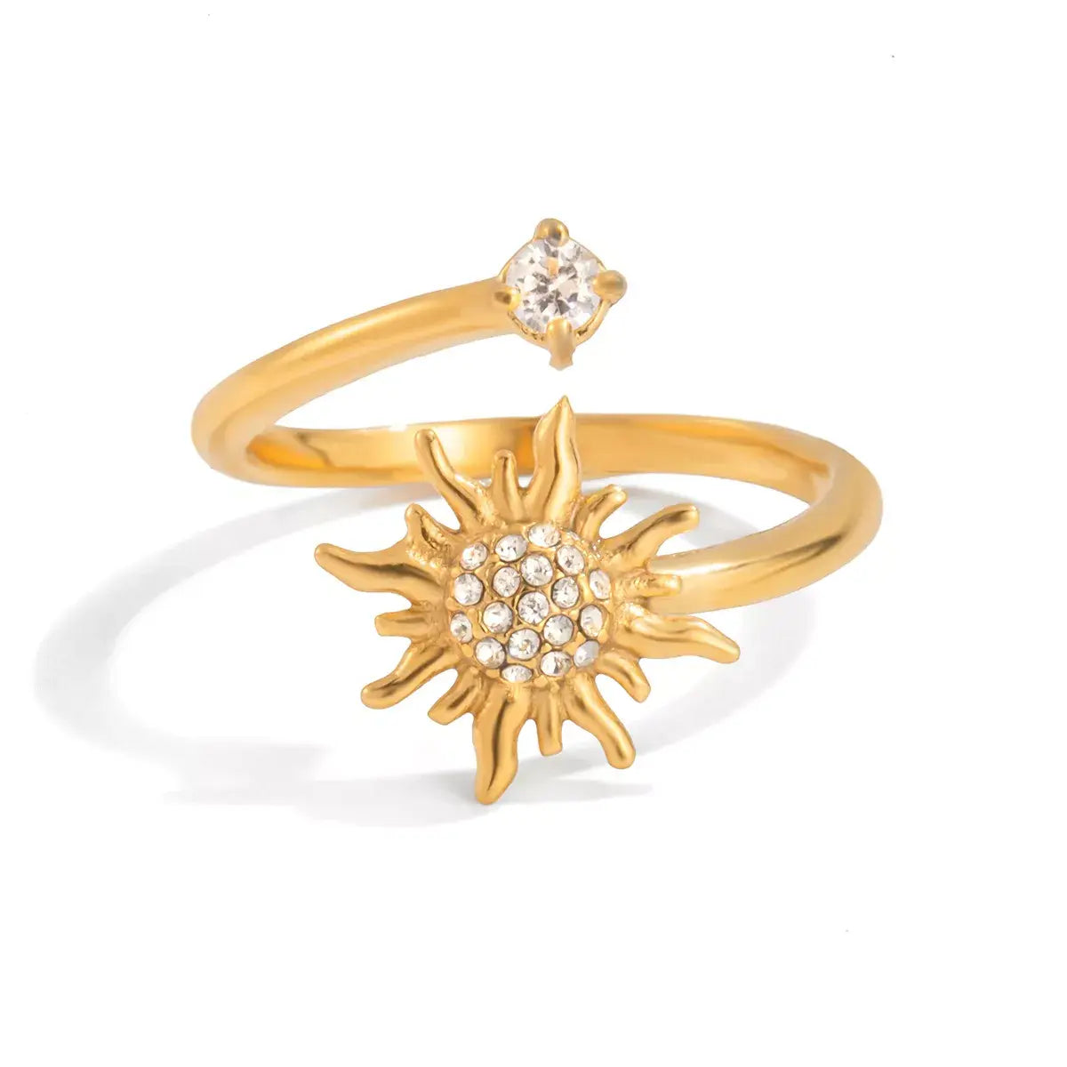 18K Gold-Plated Zircon Sun Bypass Ring - Trendsi - Flyclothing LLC
