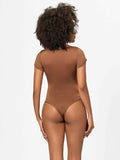 Full Size Square Neck Short Sleeve Bodysuit - Trendsi - Flyclothing LLC
