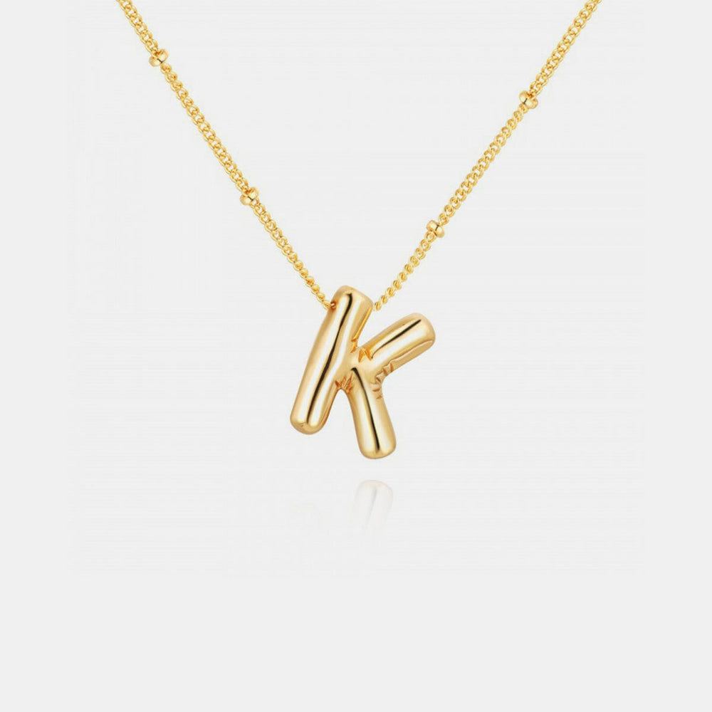 Gold-Plated Letter Pendant Necklace - Trendsi