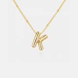 Gold-Plated Letter Pendant Necklace - Trendsi